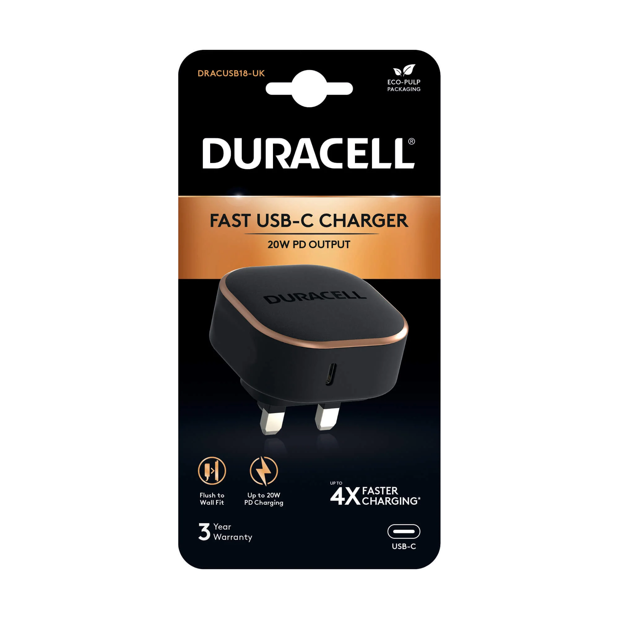 Duracell | 20W USB-C Wall Charger – Black